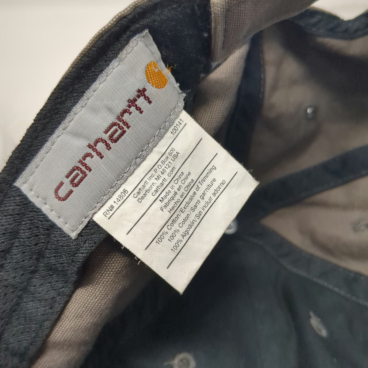 Carhartt Baseball Cap Gray One Size Strapback Cotton Canvas Front Patch Hat