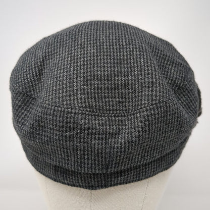 deLux Army Cap Gray One Size Flower Accent Micro Houndstooth Tweed Hat