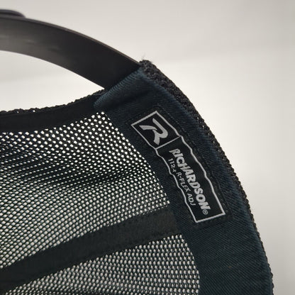 Richardson Mesh Back Trucker Hat Black One Size Flexfit Embroidered Logo