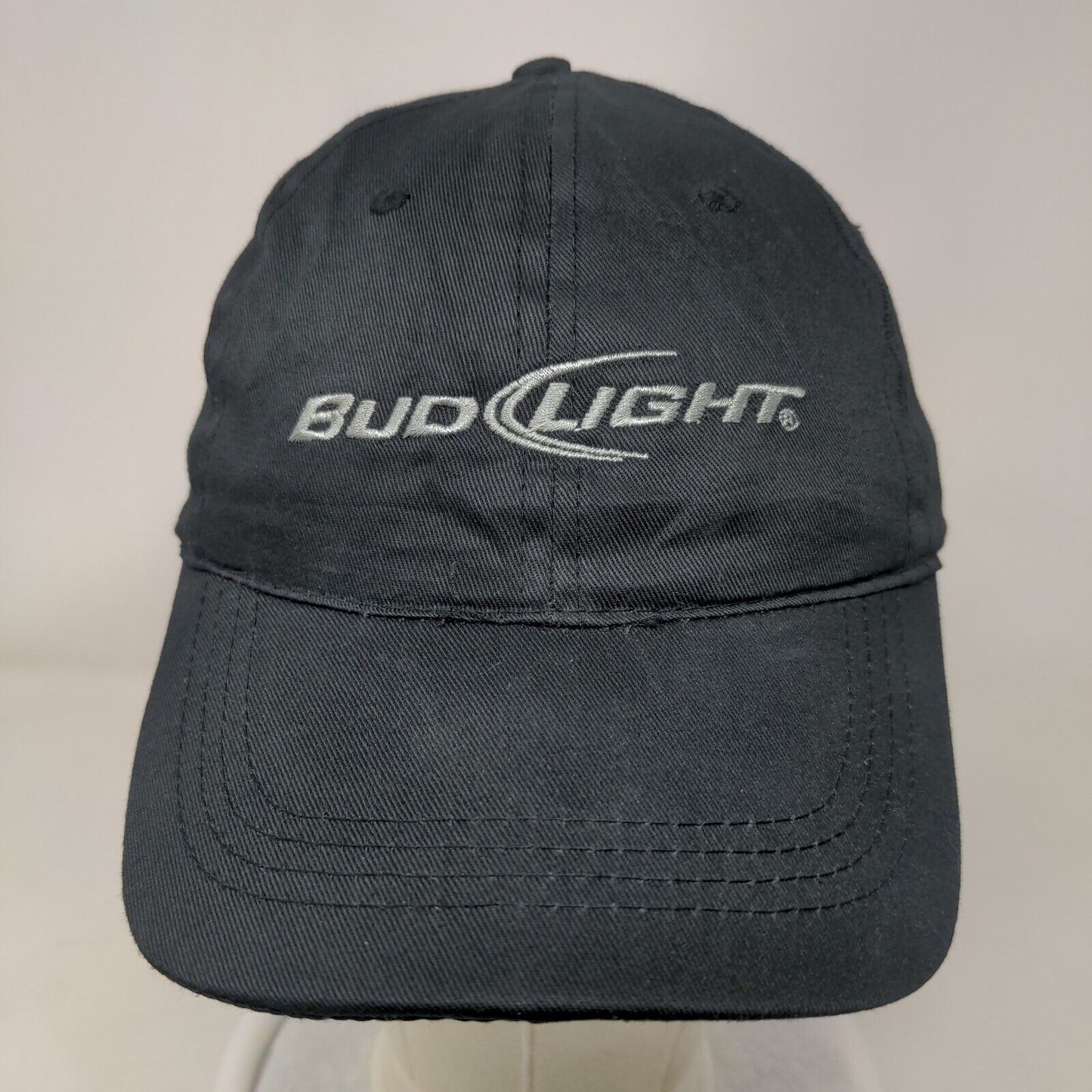 Bud Light Strapback Hat Black OSFA Adjustable Embroidered 6 Panel Cotton