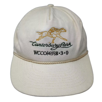 Mohr's Canterbury Park WCCO 830 Horse Racing 5 Panel Beige Hat One Size Rope