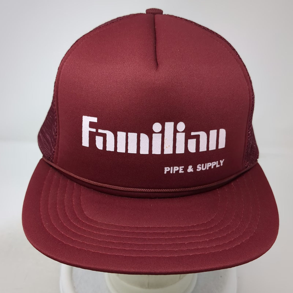 Winner Familian Pipe Supply Trucker Hat Red One Size Foam Mesh Rope Snapback