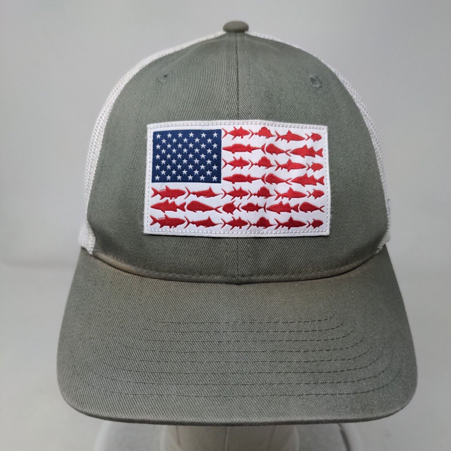 Columbia PFG Fish Flag Snapback Mesh Back Trucker Hat Green One Size