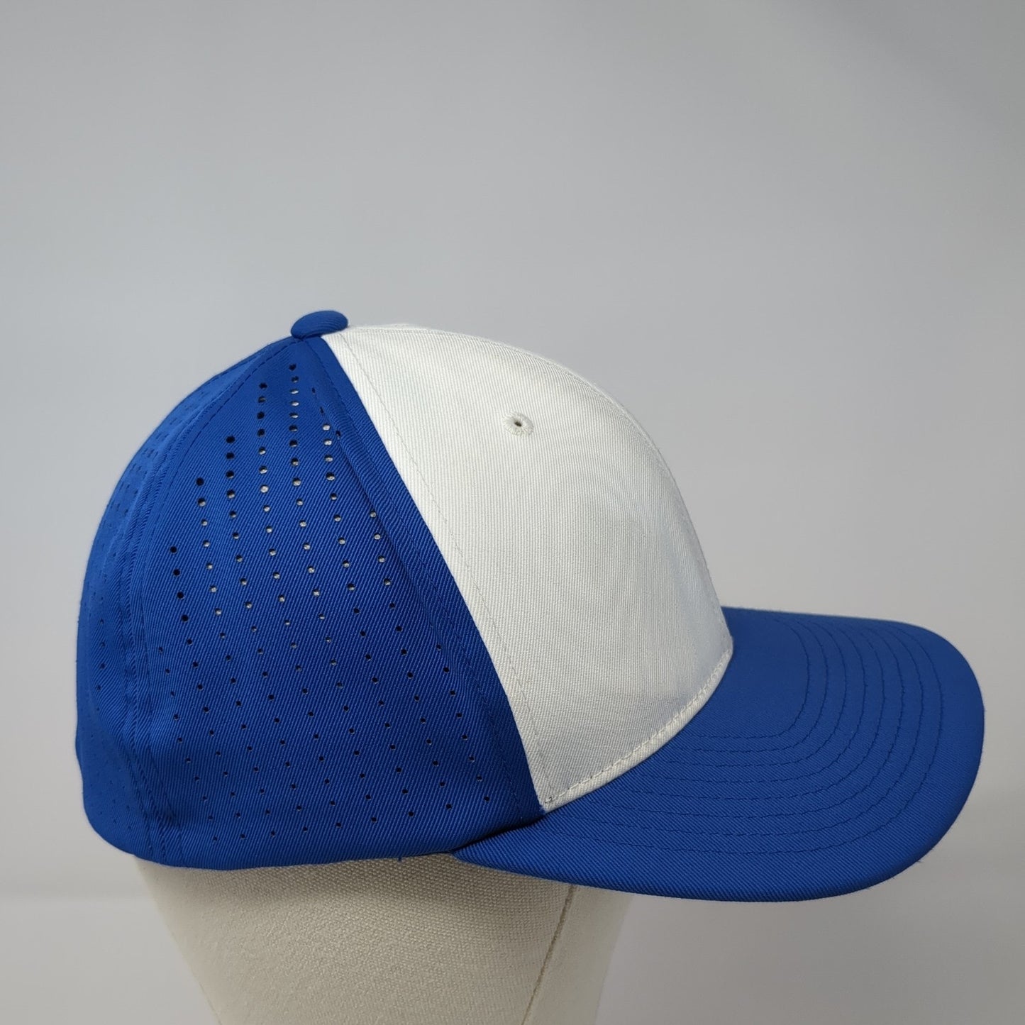 EB East Boise Fitted Hat Blue Medium Laser Cut Colorblock Pacific Headwear