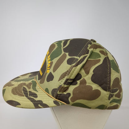 OTTO 5 Panel Green Yellow Camo Jerry's Tire Repair One Size Rope Snapback Hat