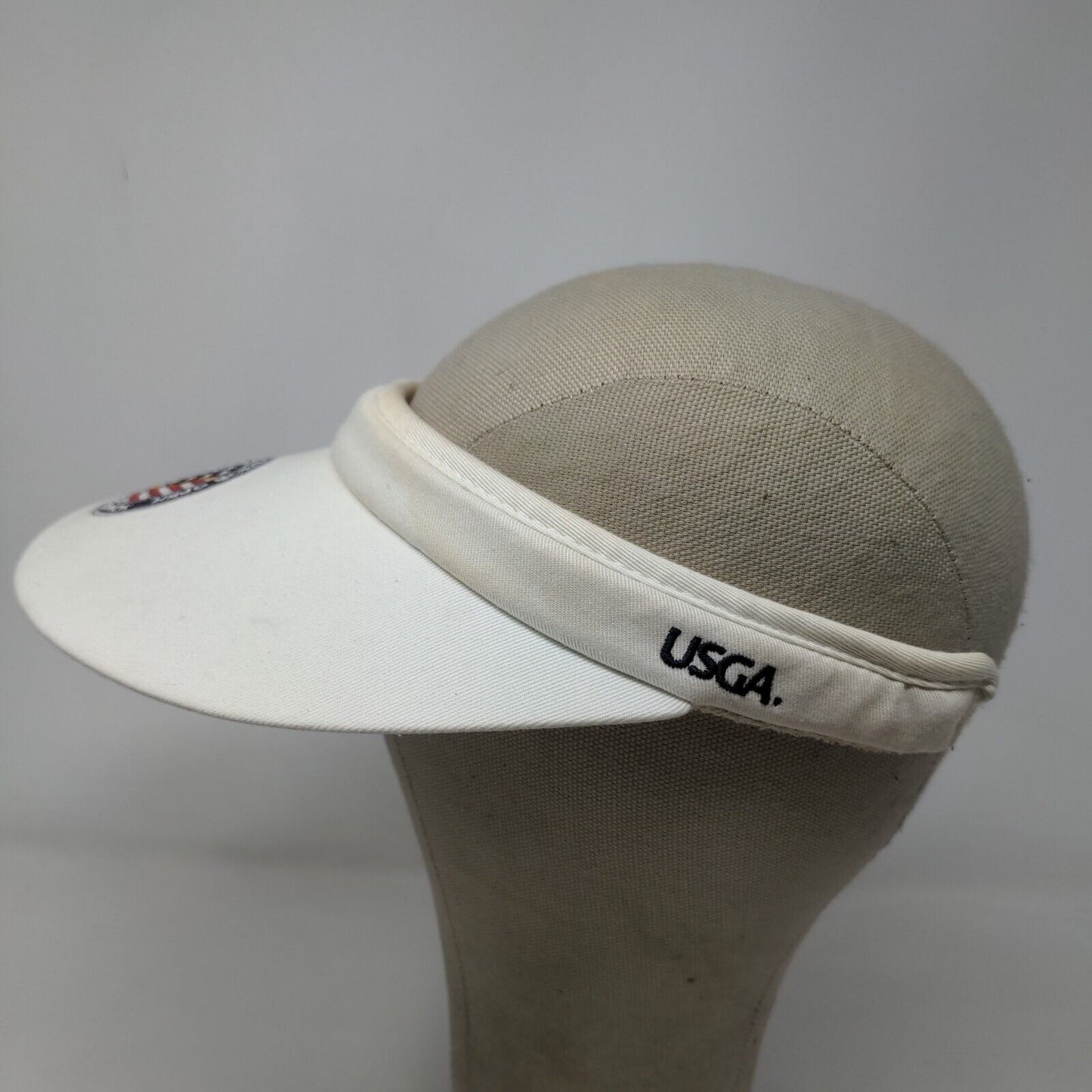 USGA Men's Sun Visor Hat Cap White Embroidered 2009 Senior Open Crooked Stick
