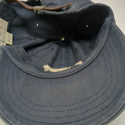 Abercrombie & Fitch Baseball Cap Blue Gold One Size Leather Strapback USA Hat