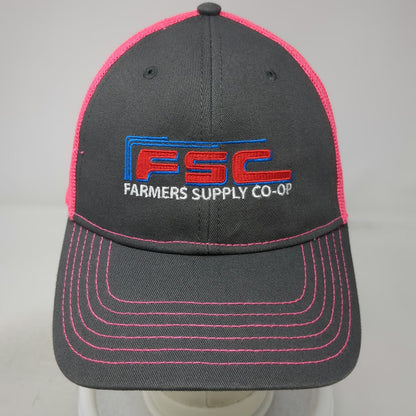 Cap America Gray Pink One Size Trucker Hat Farmers Supply Co-op Mesh Snapback