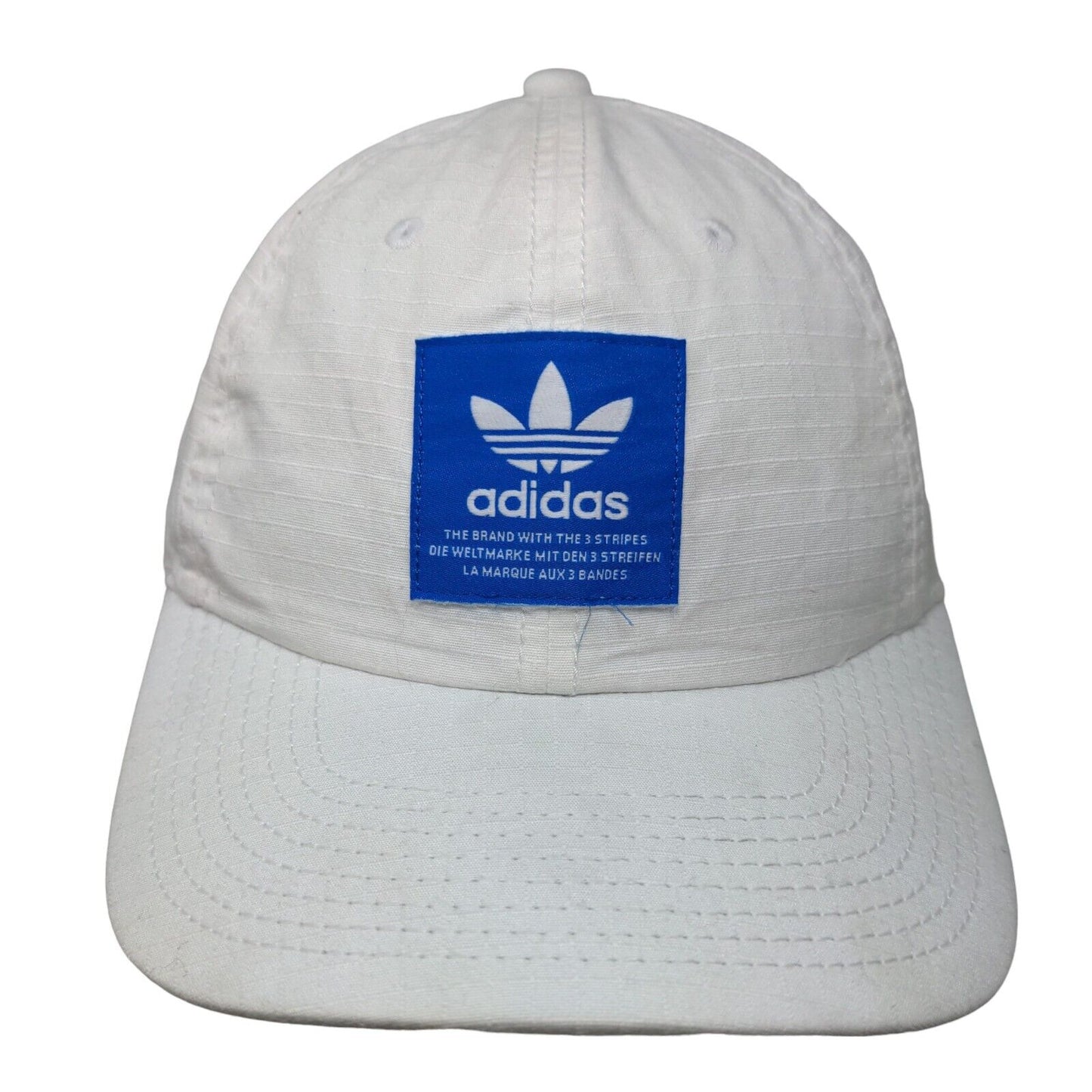 Adidas Trefoil Patch Slideback Hat White OSFM Adjustable Solid 6 Panel