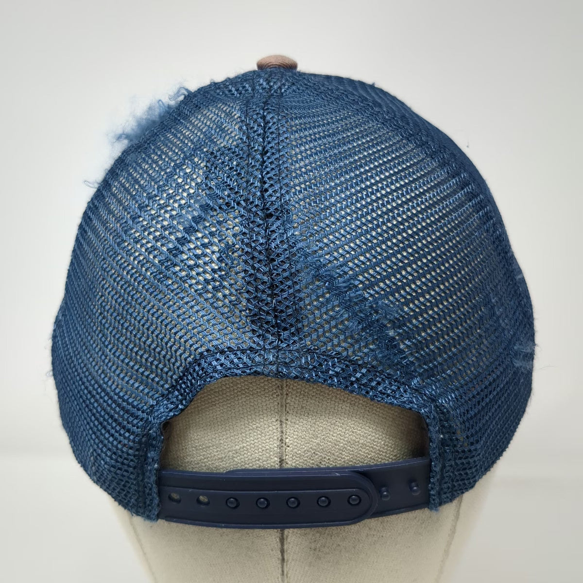 Pukka Trucker Hat Blue One Size Leather Patch Distressed Mesh Snapback Blank