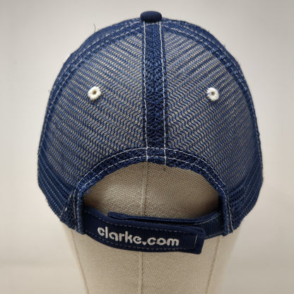 Clarke Strapback Trucker Hat Blue OSFA Adjustable 6 Panel Patriotic Mesh Back