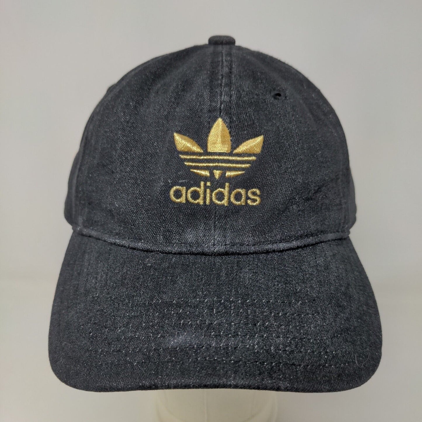 Adidas Men's Slideback Hat Black Gold OSFM Embroidered Trefoil Logo Cotton