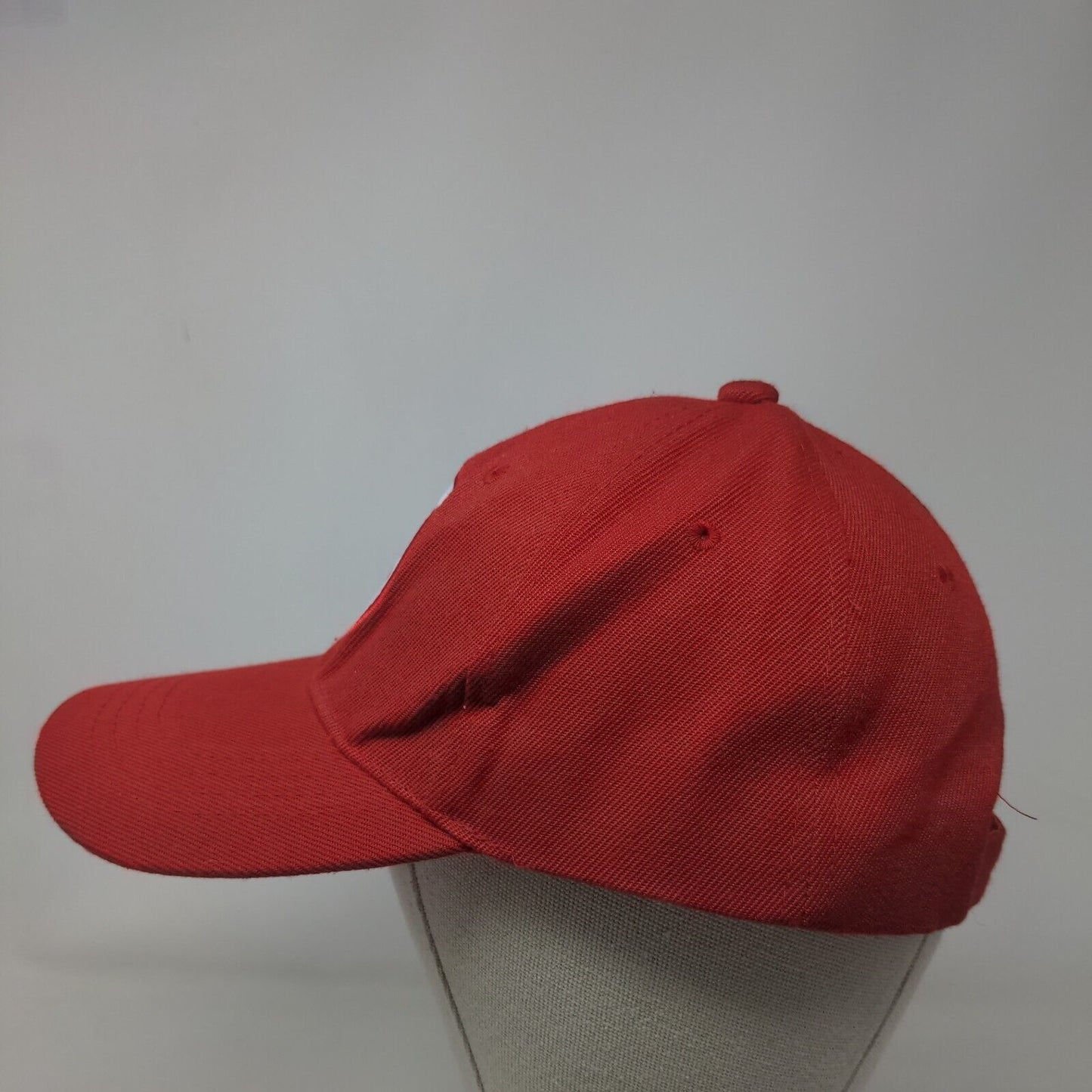 R Logo Strapback Hat Red One Size Embroidered Adjustable 6 Panel