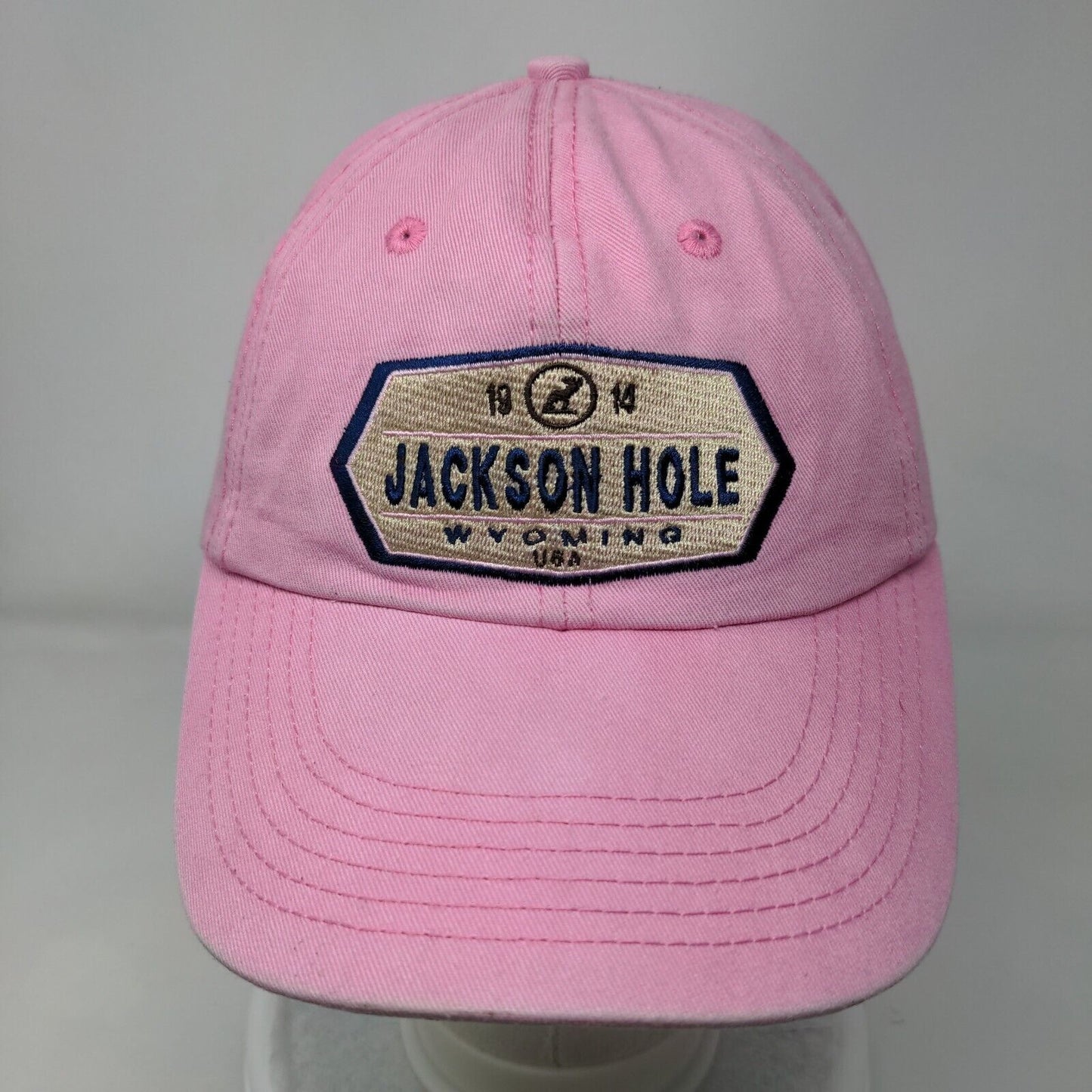 Jackson Hole Wyoming USA Strapback Hat Pink One Size Embroidered
