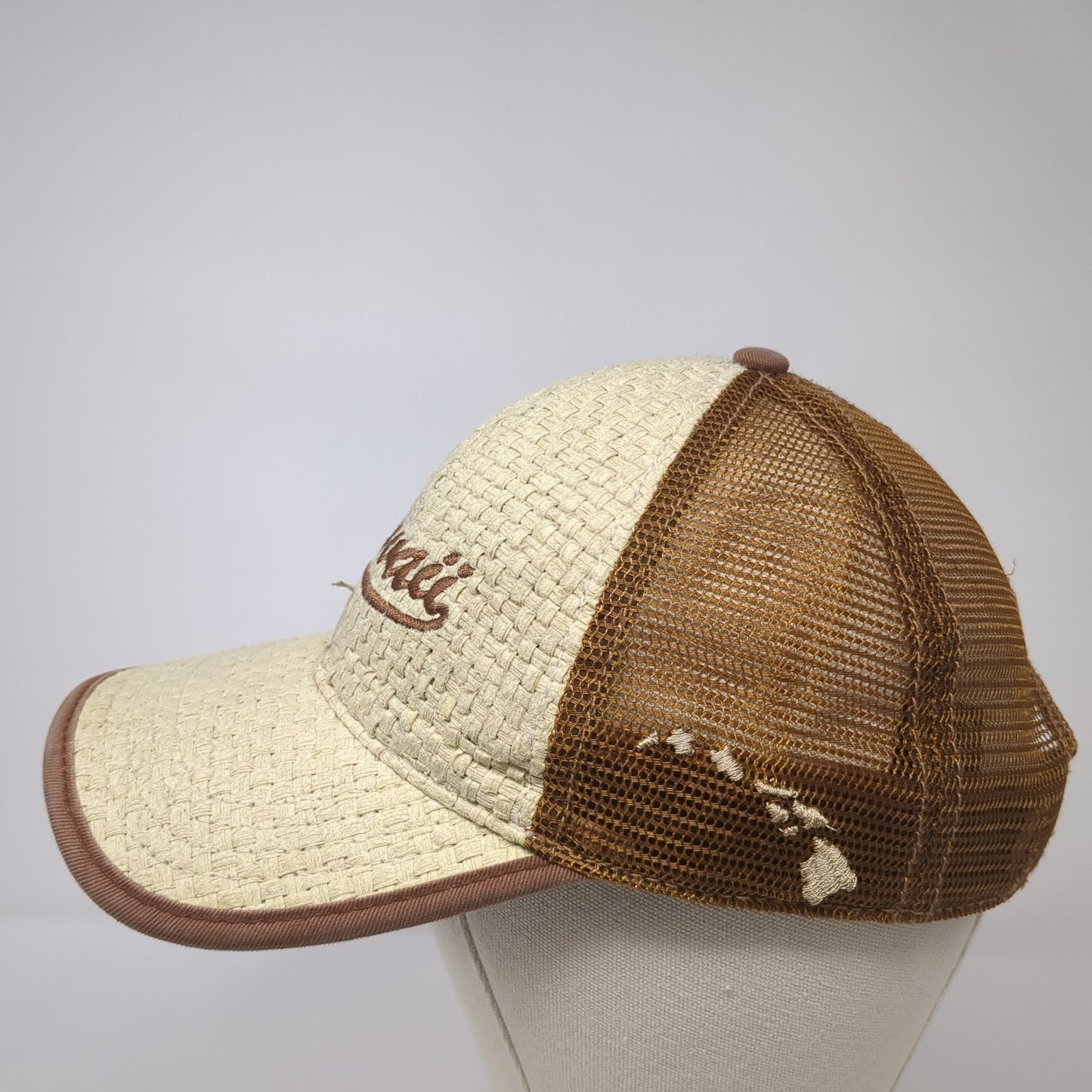 Hawaii Straw Weave Trucker Hat Brown OS Adjustable Mesh Back Dorfman Pacific Co.