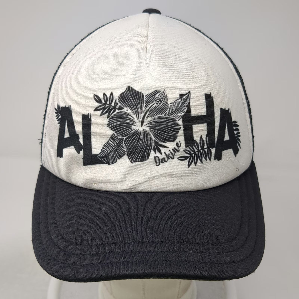 Dakine Trucker Hat Black OSFM Aloha Hibiscus Flower Foam Mesh Snapback Tropical