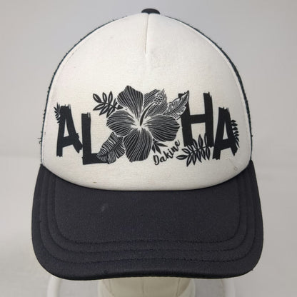 Dakine Trucker Hat Black OSFM Aloha Hibiscus Flower Foam Mesh Snapback Tropical