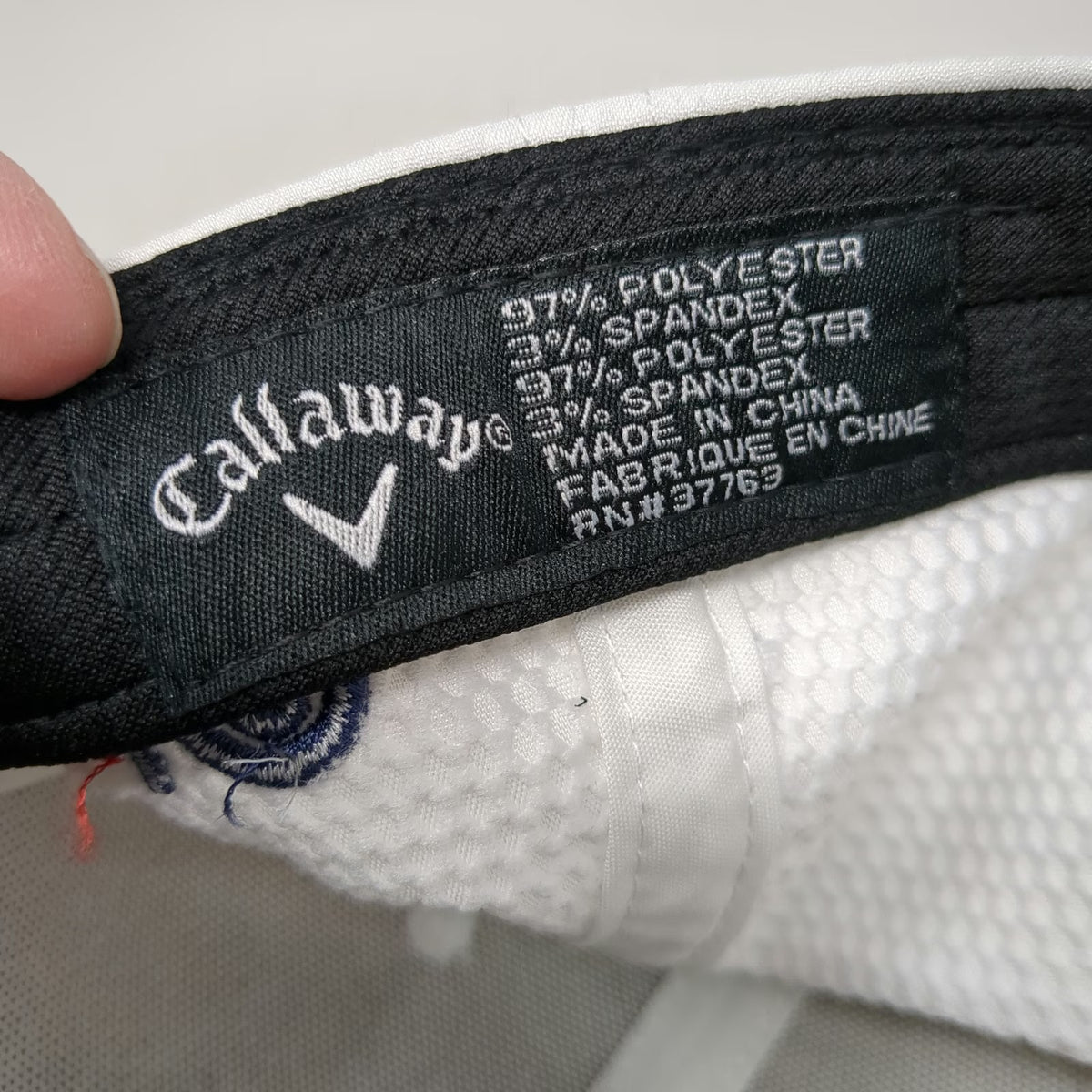 Callaway Baseball Cap White One Size Side Logo Curved Brim Contrast Stitch Hat