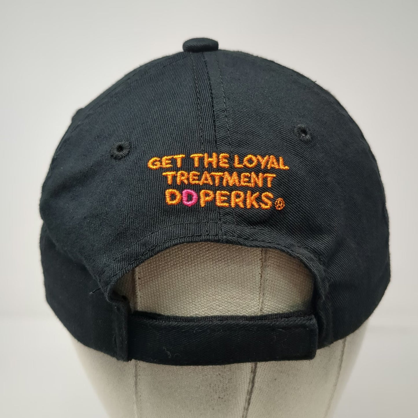 Dunkin Donuts Coffee Baseball Cap Black One Size DD Perks Strapback Hat