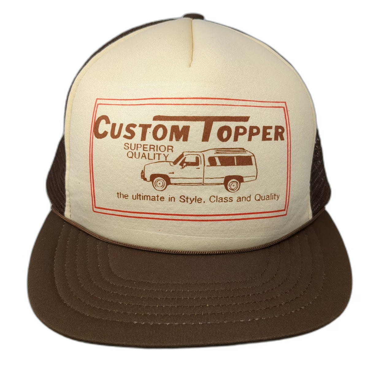 Custom Topper Trucker Hat Brown One Size Mesh Snapback Truck Graphic Foam Front