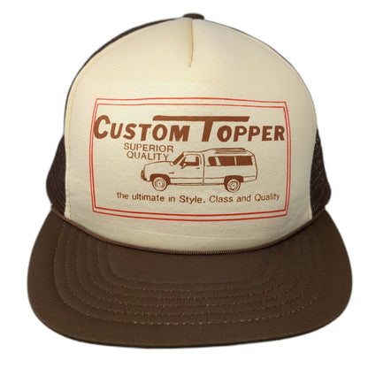 Custom Topper Trucker Hat Brown One Size Mesh Snapback Truck Graphic Foam Front