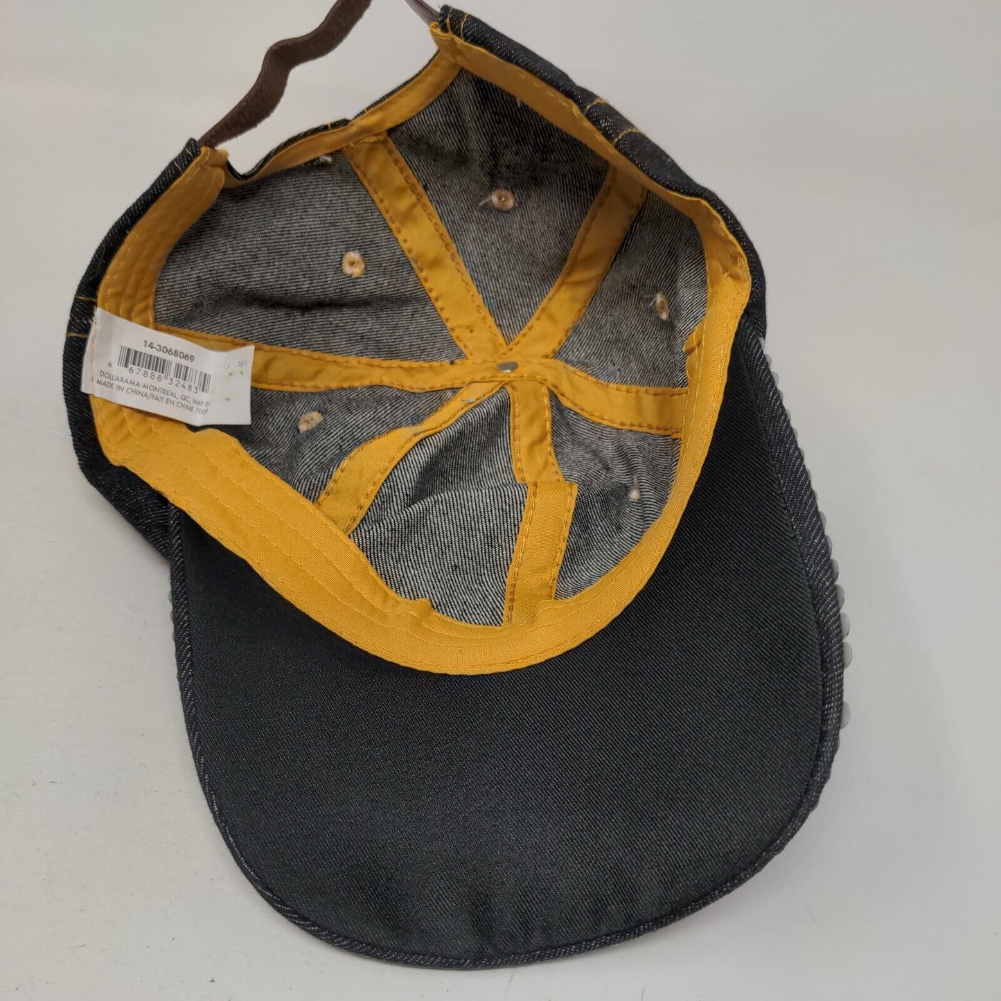 Heart Bling Slideback Hat Black One Size Leather Strap 6 Panel Studded
