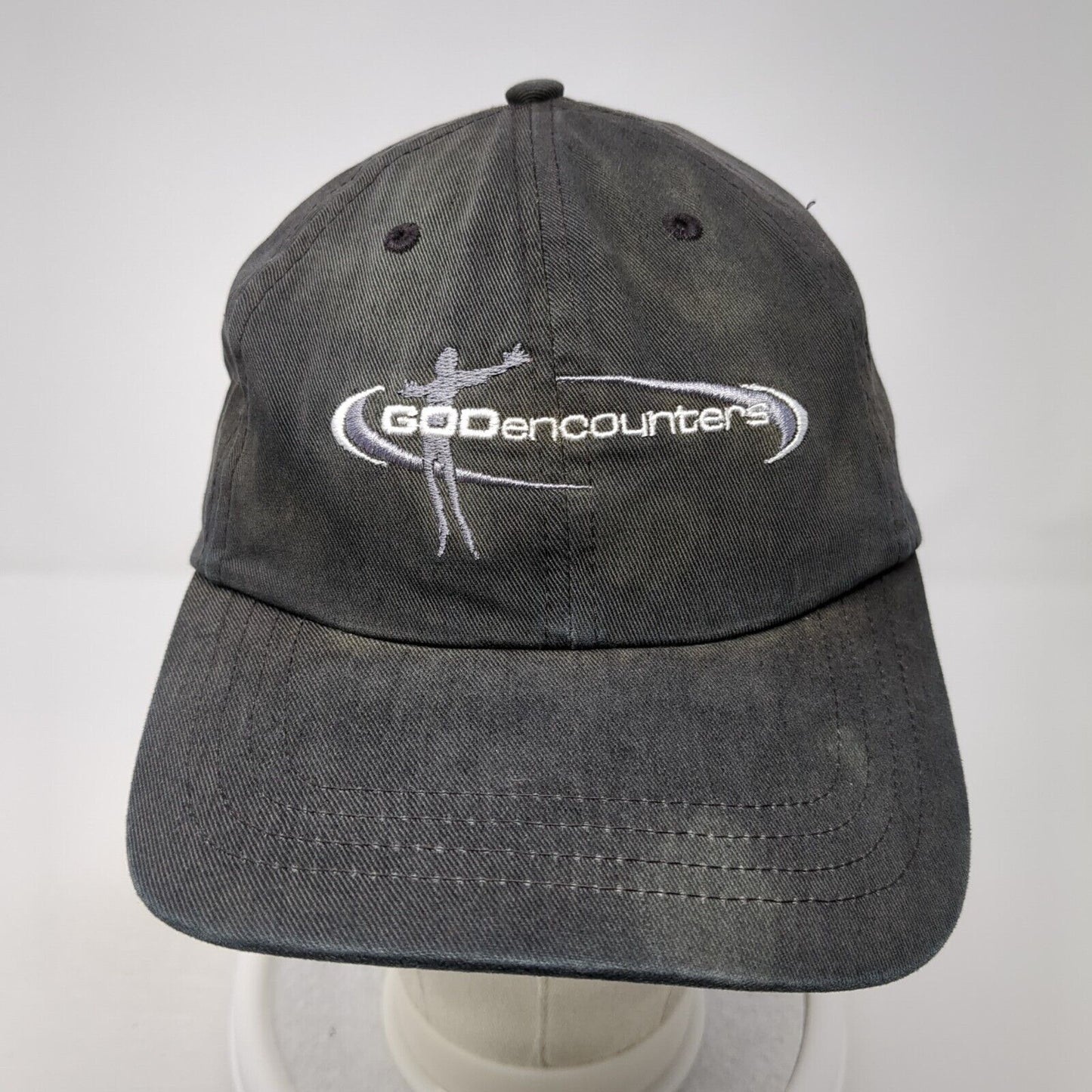 God Encounters Slideback Baseball Cap Black One Size Adjustable Embroidered