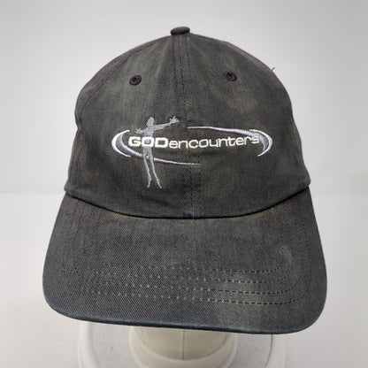 God Encounters Slideback Baseball Cap Black One Size Adjustable Embroidered