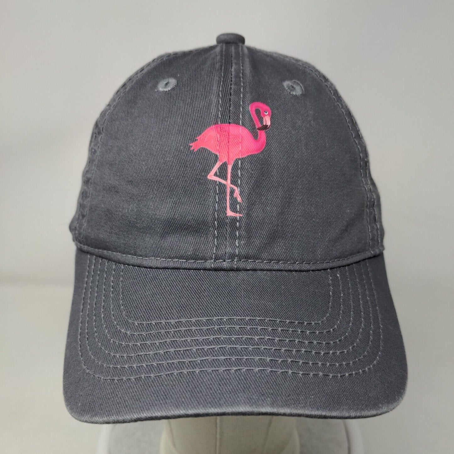 Flamingo Slideback Hat Gray One Size Adjustable Vented Holes 6 Panel