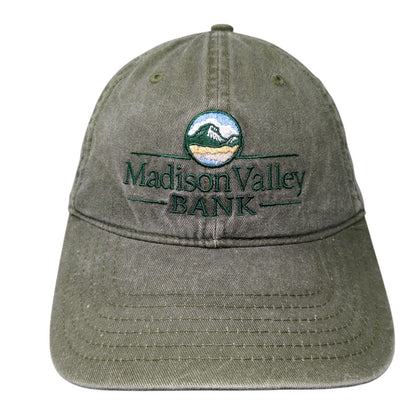Madison Valley Bank Strapback Hat Green One Size Embroidered Otto