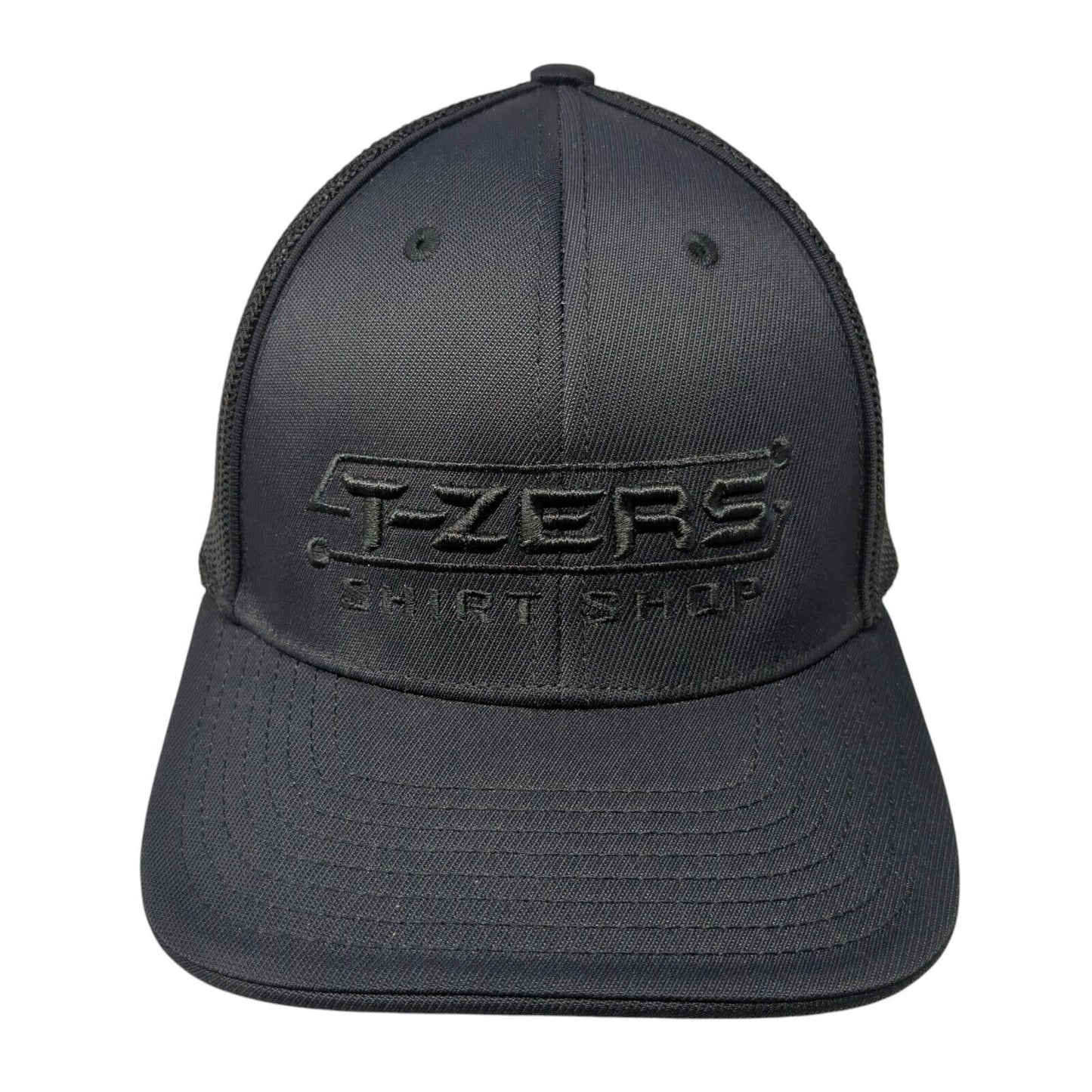 T-Zers Shirt Shop Fitted Mesh Back Trucker Hat Black 7 3/8-8 Solid
