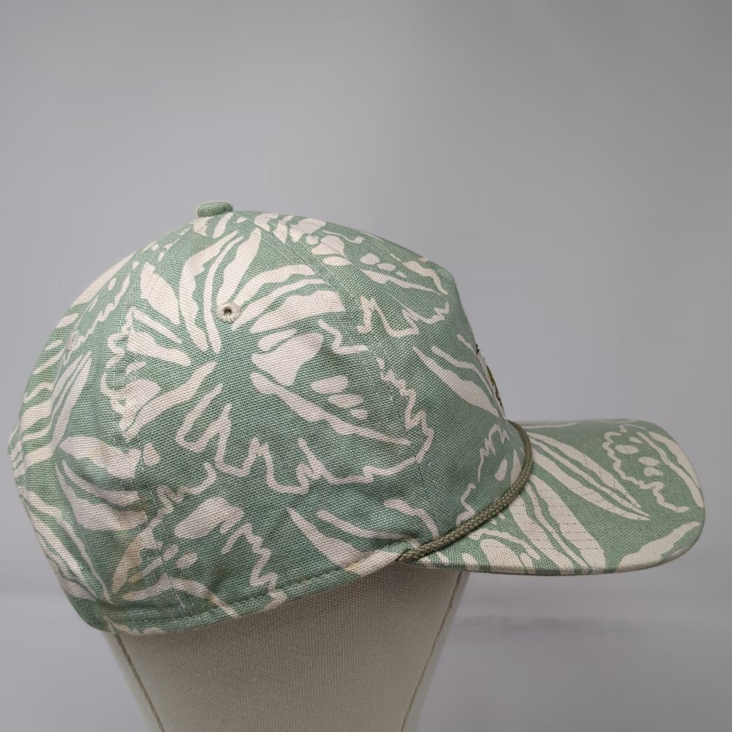 Patagonia 5 Panel Green One Size Hat Tropical Print Pataloha Patch Rope Detail