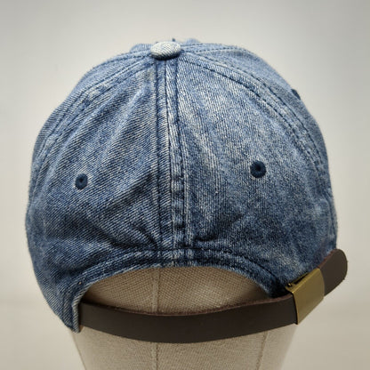 Unbranded Slideback Hat Blue One Size Leather Strap Denim Solid Blank