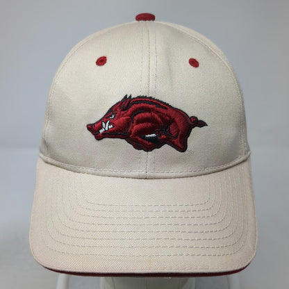 Arkansas Razorbacks NCAA Tailgate Gear Hat Beige Red One Size Strapback Hog Logo