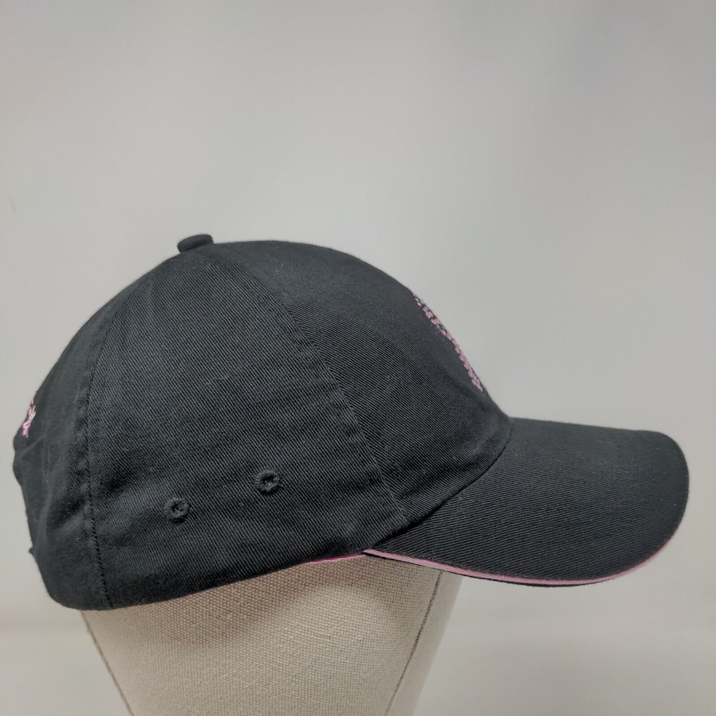 Pink Ribbon Bling Strapback Hat Black One Size Breast Cancer Awareness