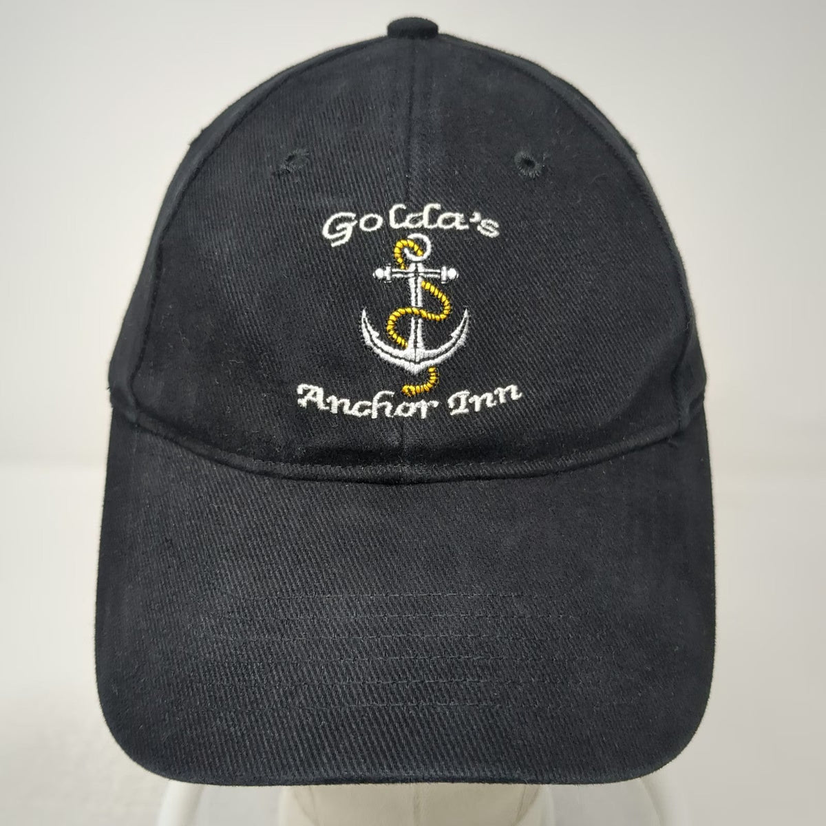 Anvil Baseball Cap Black One Size Anchor Inn Embroidered Logo Slideback Hat
