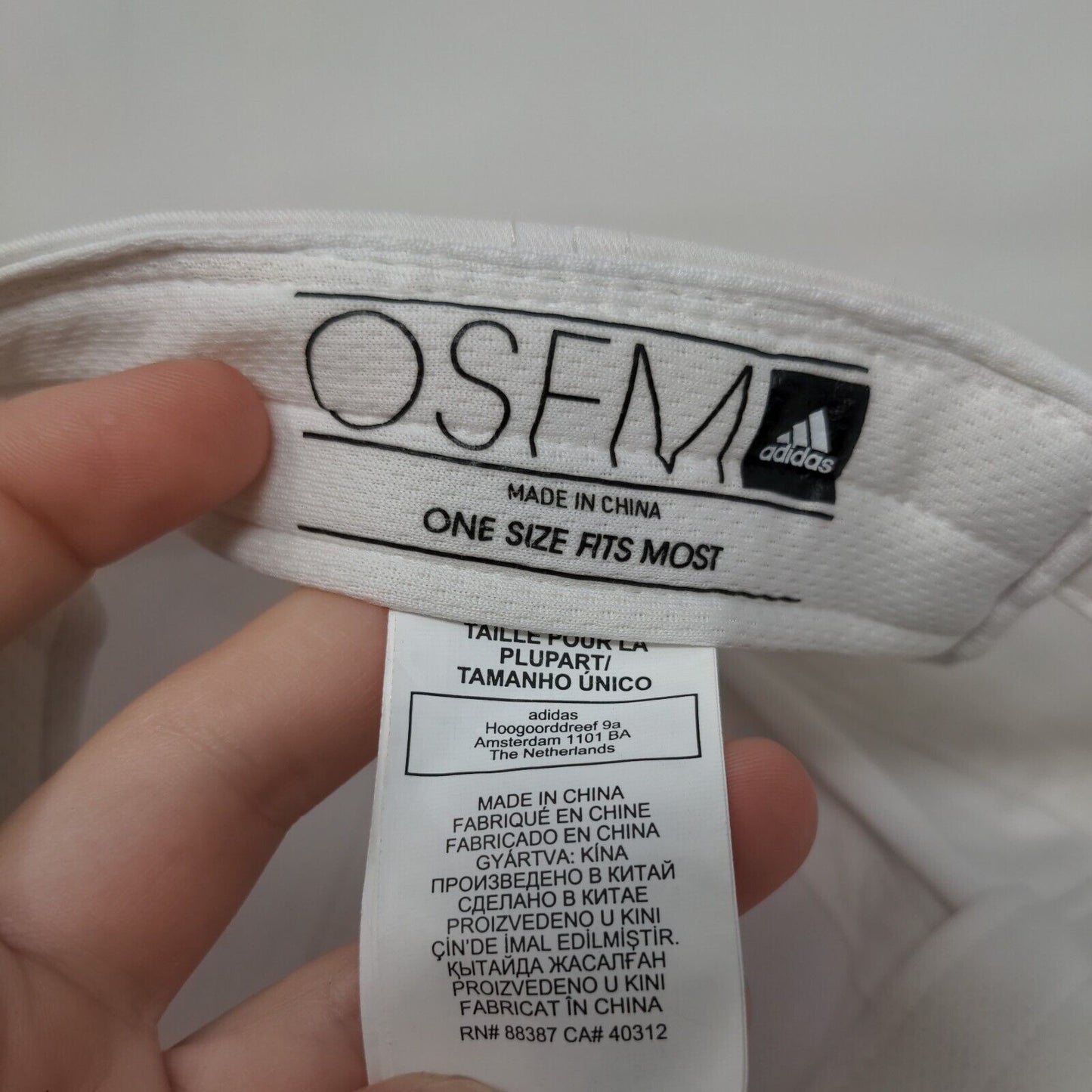 CSL Behring Slideback Hat White OSFM Adjustable Vent Holes Adidas
