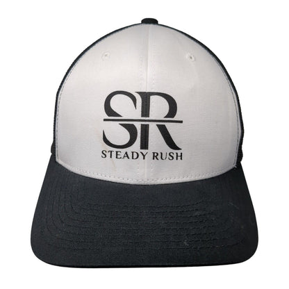 Steady Rush Fitted Trucker Hat Black One Size Mesh Flexfit 6 Panel Yupoong