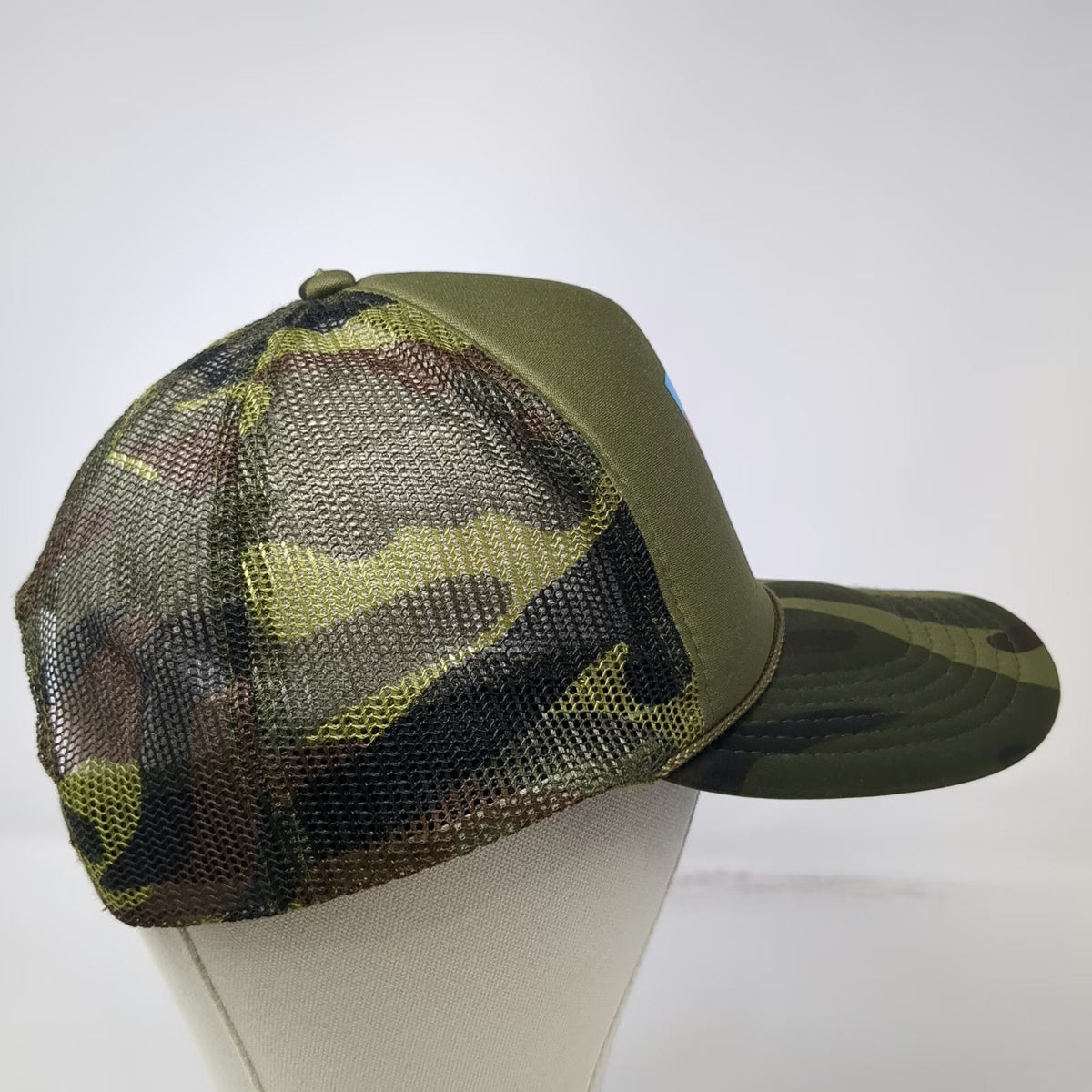 OTTO Trucker Hat Green One Size Camo Mesh Snapback Fighter Jet Graphic Rope