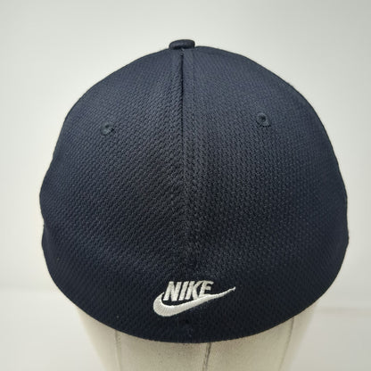 Nike Baseball Cap Blue M Fitted Embroidered Swoosh Logo Breathable Hat Vintage