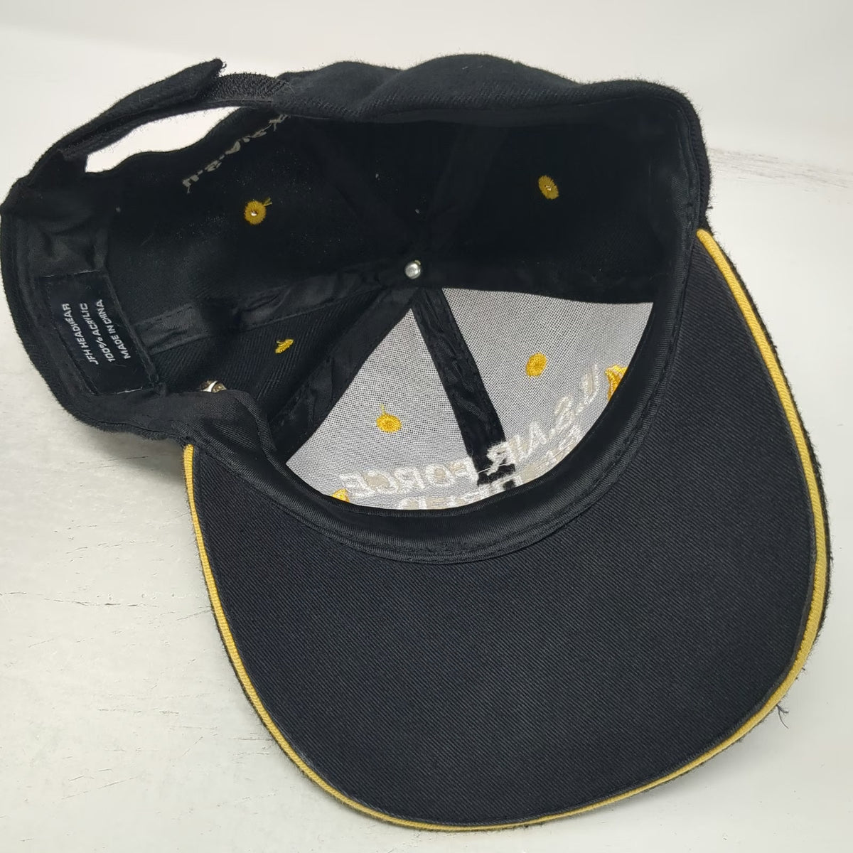 JFH Headwear Baseball Cap Black One Size U.S. Air Force Retired Hat Yellow Leaf