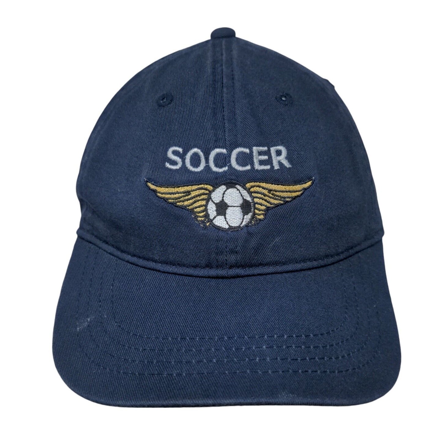 Soccer Ball Wings Slideback Hat Blue OSFM Embroidered Outdoor Cap