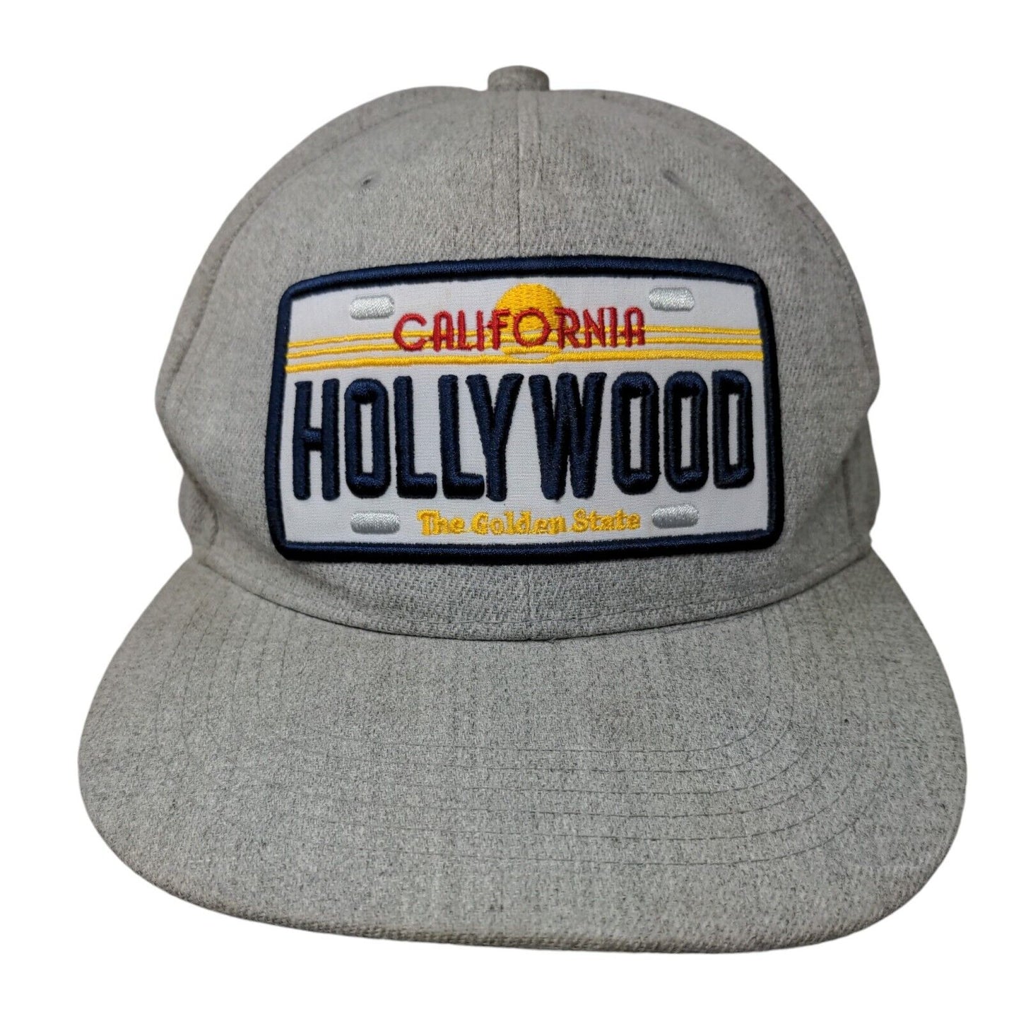 California Hollywood The Golden State License Plate Snapback Hat Gray One Size