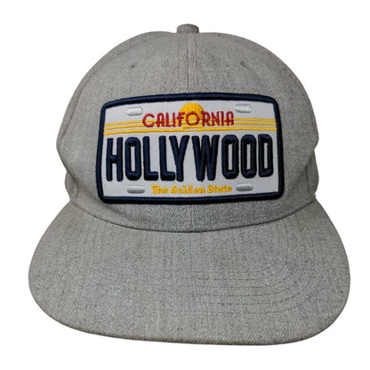 California Hollywood The Golden State License Plate Snapback Hat Gray One Size
