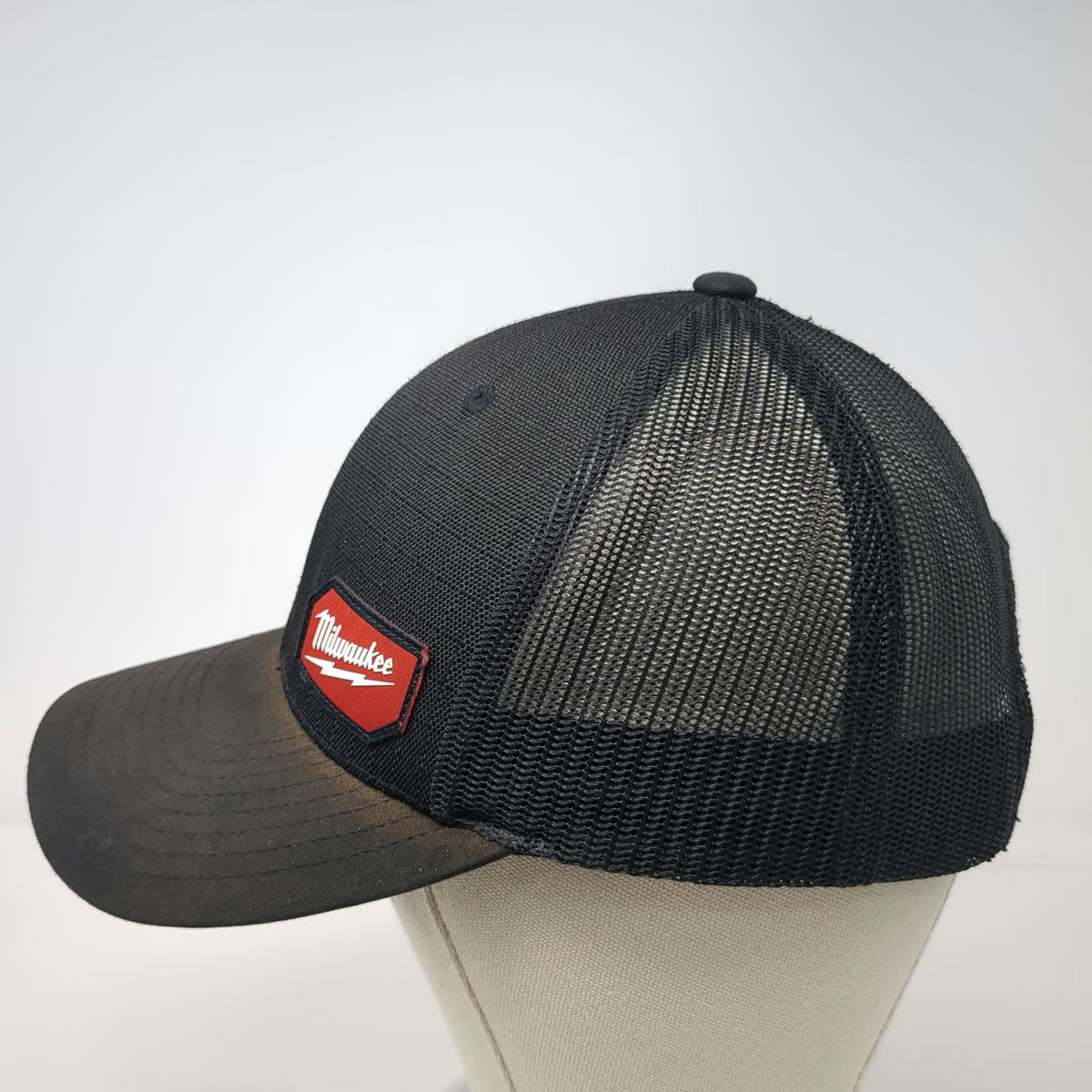 Milwaukee Trucker Hat Black OSFM Mesh Back Snapback Tools Patch Logo Gridiron