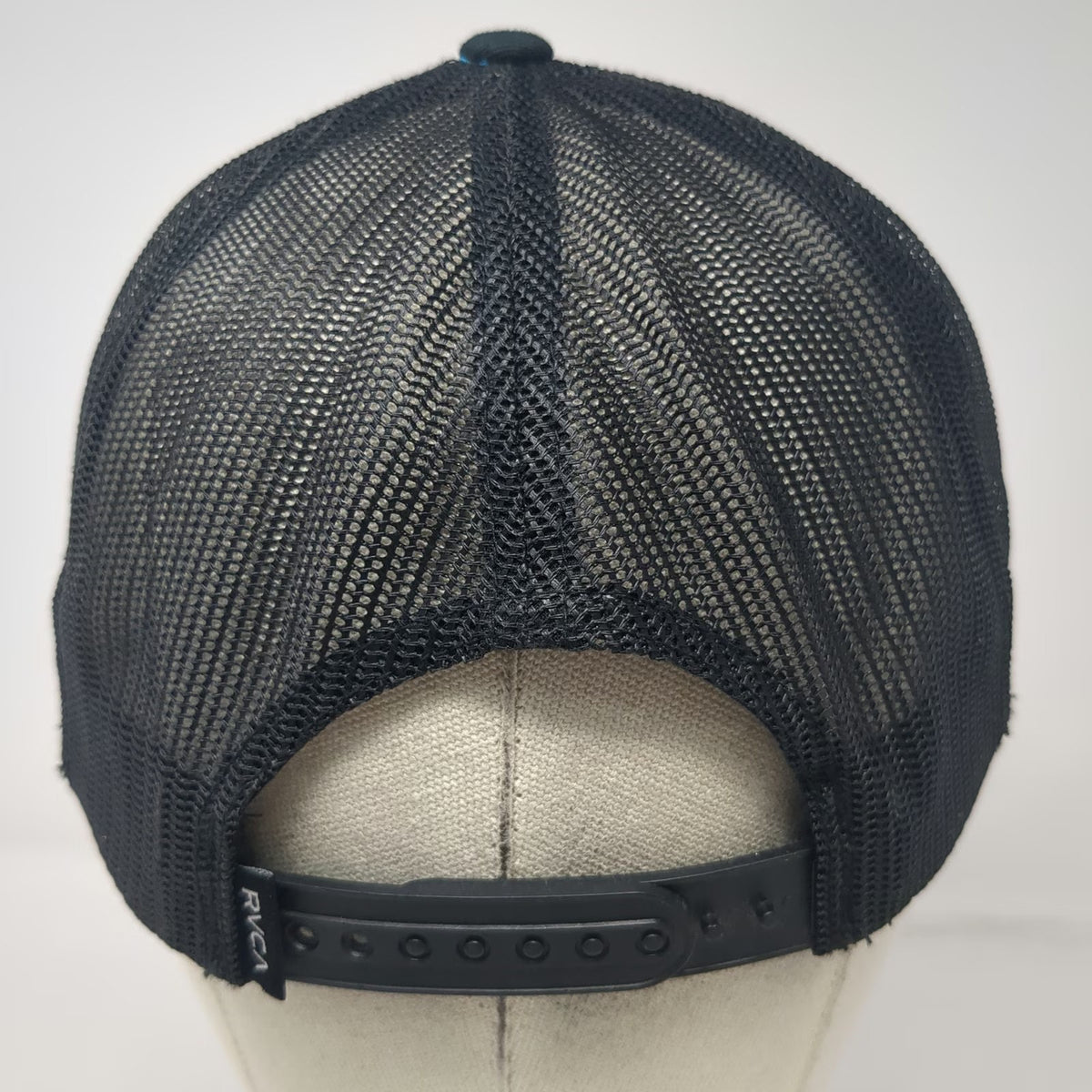 RVCA Trucker Hat Black Green One Size Camo Logo Patch Mesh Back Snapback Surf