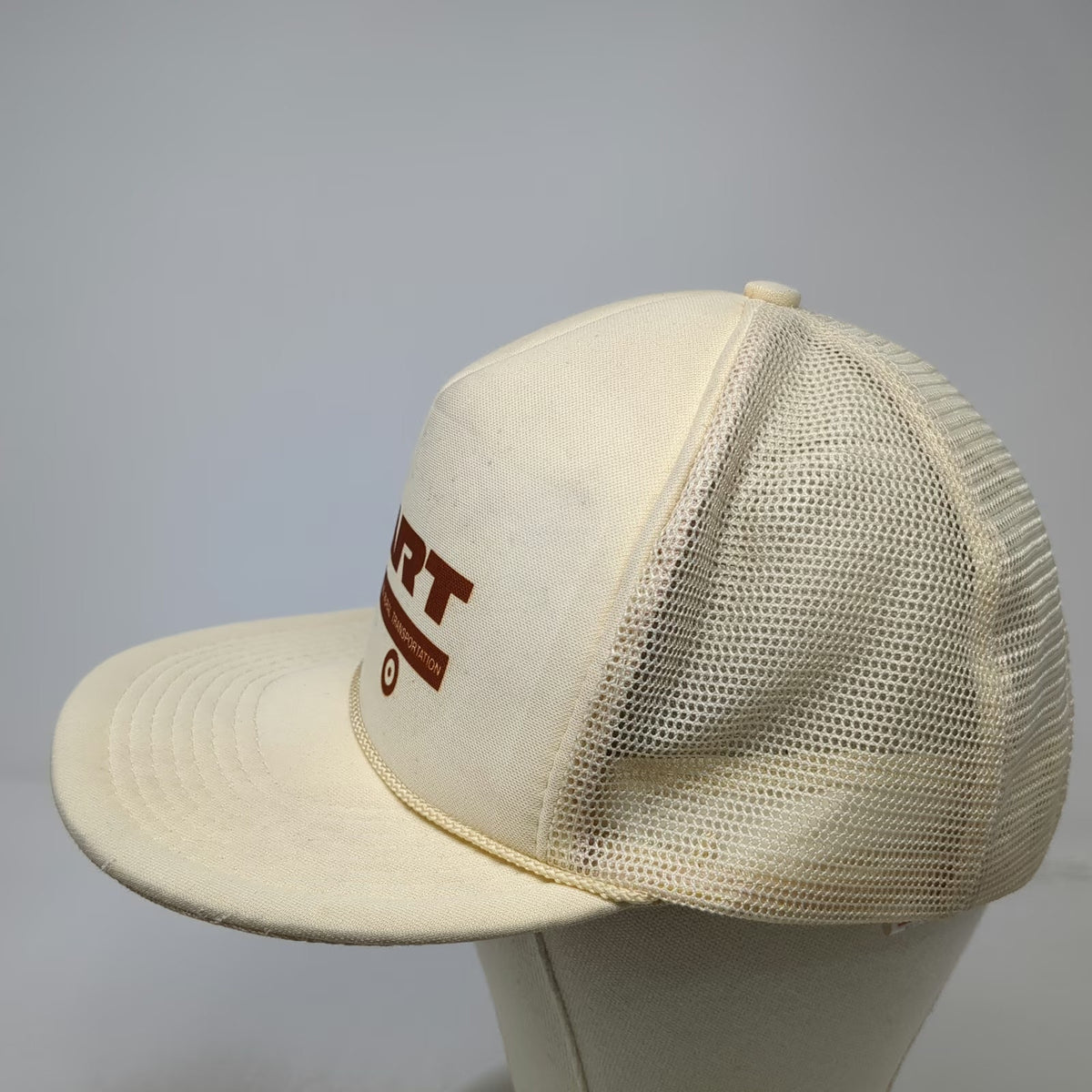 Otto Trucker Hat Beige One Size CART Community Rural Transportation Rope Brim