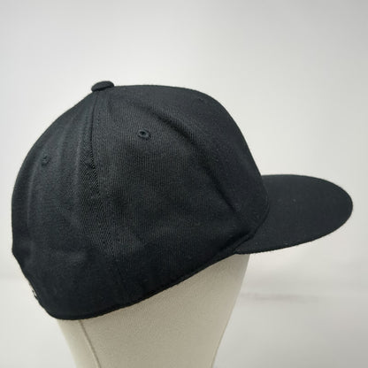 DC Baseball Cap Black 7 5/8 Flexfit 210 Logo Flat Brim Stretch Fitted hat