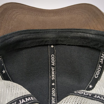 Cody James Trucker Hat Brown One Size Bull Skull Patch Mesh Snapback Retro Logo