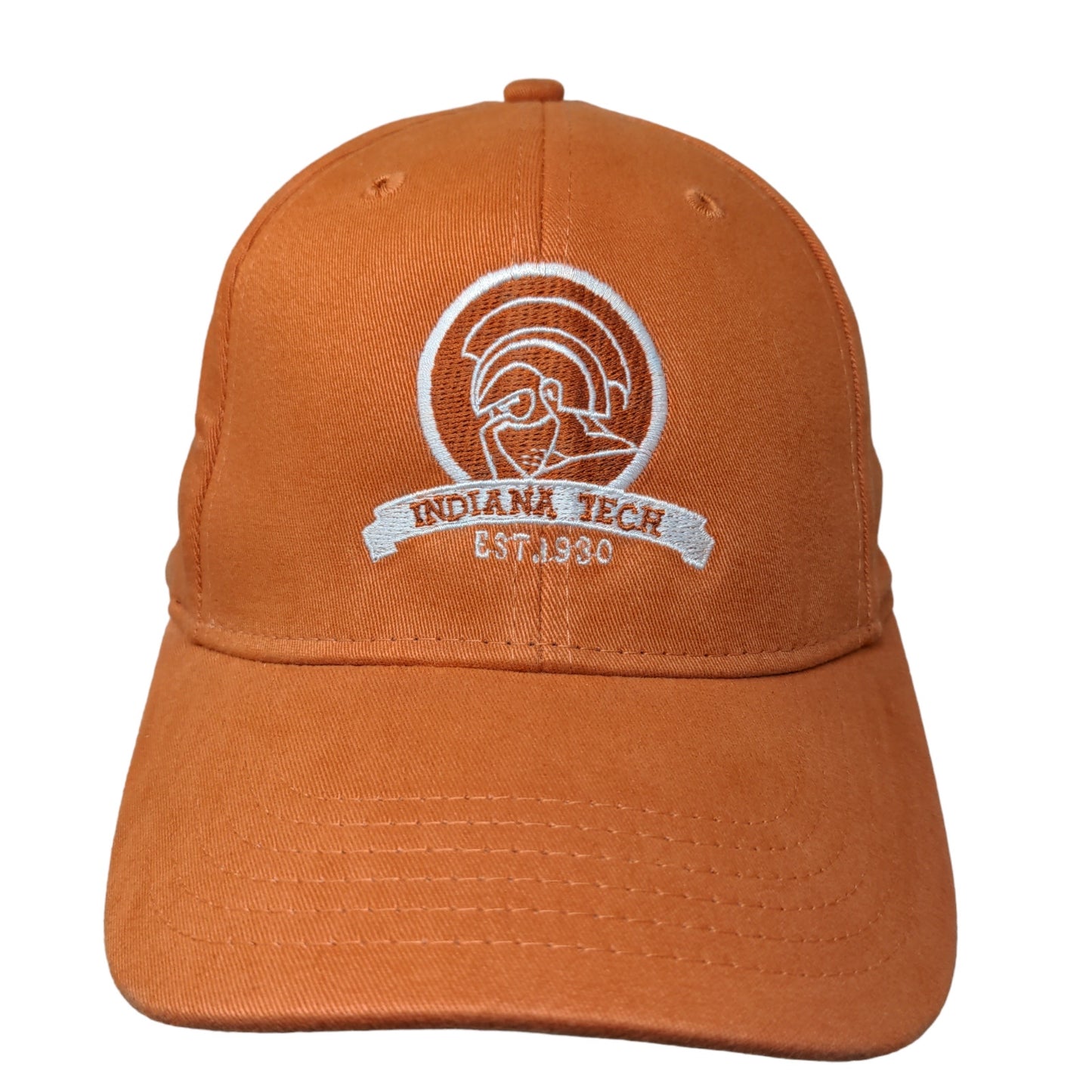 Unbranded Men's Fitted Hat Orange Size S/M Embroidered Indiana Tech Logo